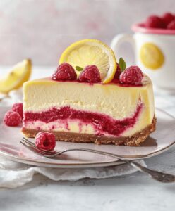 Delicious Lemon Raspberry Swirl Cheesecake Recipe