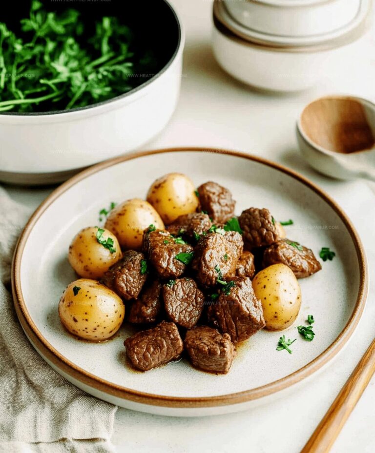 Slow Cooker Garlic Butter Beef Bites & Potatoes Recipe