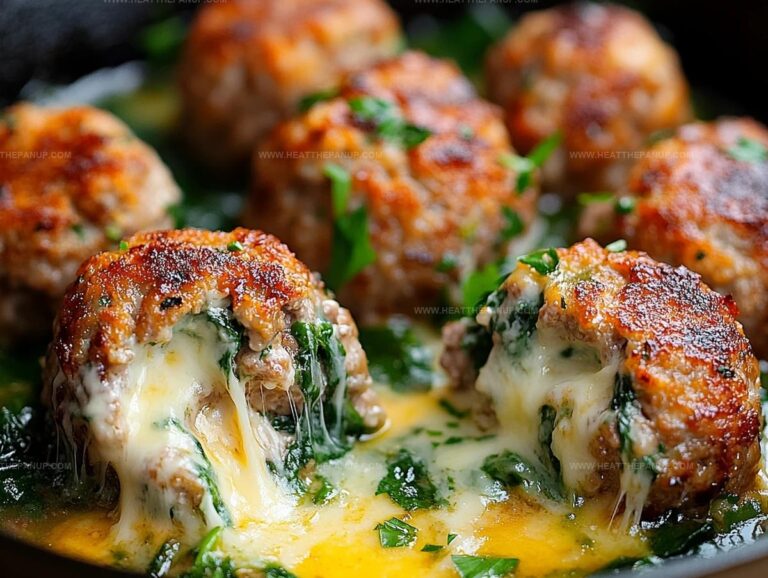 Mozzarella-Stuffed Turkey Meatballs With Spinach And Garlic Recipe