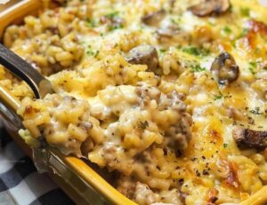Cheesy Ground Beef And Rice Casserole Recipe