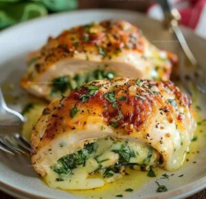 Cheesy Spinach Stuffed Chicken Breasts Recipe