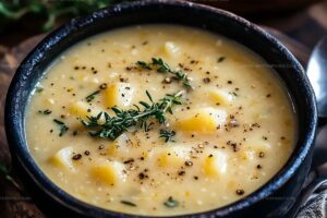 Hearty Cheddar Garlic Herb Potato Soup Recipe