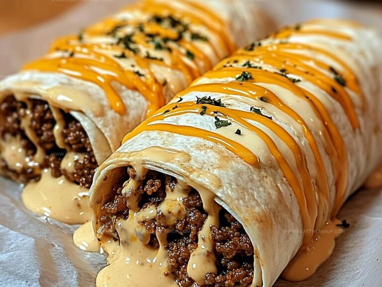 Cheesy Ground Beef Delight Wrap With Creamy Sauce Recipe