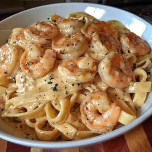 Creamy Shrimp Fettuccine Pasta with Homemade Alfredo Sauce Recipe