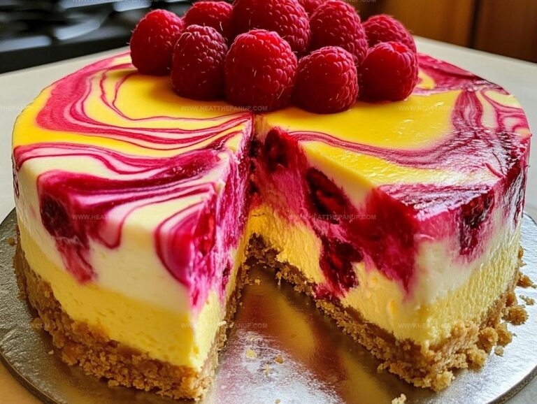 Luscious Lemon Raspberry Swirl Cheesecake Recipe