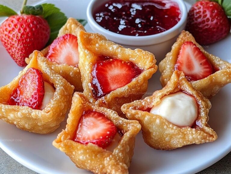Deep-Fried Strawberry Cheesecake Stuffed Wonton Bites Recipe