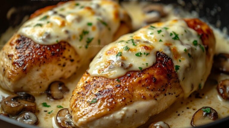 Cheesy Garlic Butter Mushroom Stuffed Chicken Recipe
