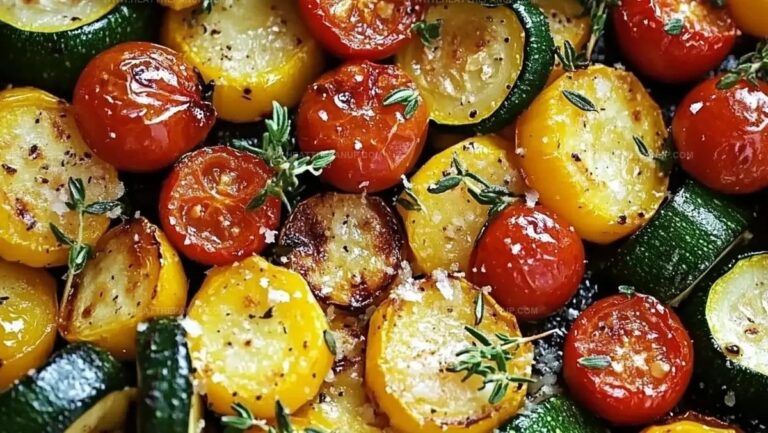 Roasted Garlic-Parmesan Zucchini, Squash, And Tomatoes Recipe