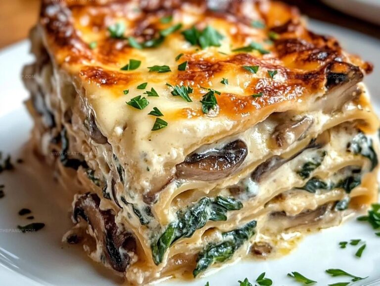 Easy Creamy Spinach Mushroom Lasagna Recipe