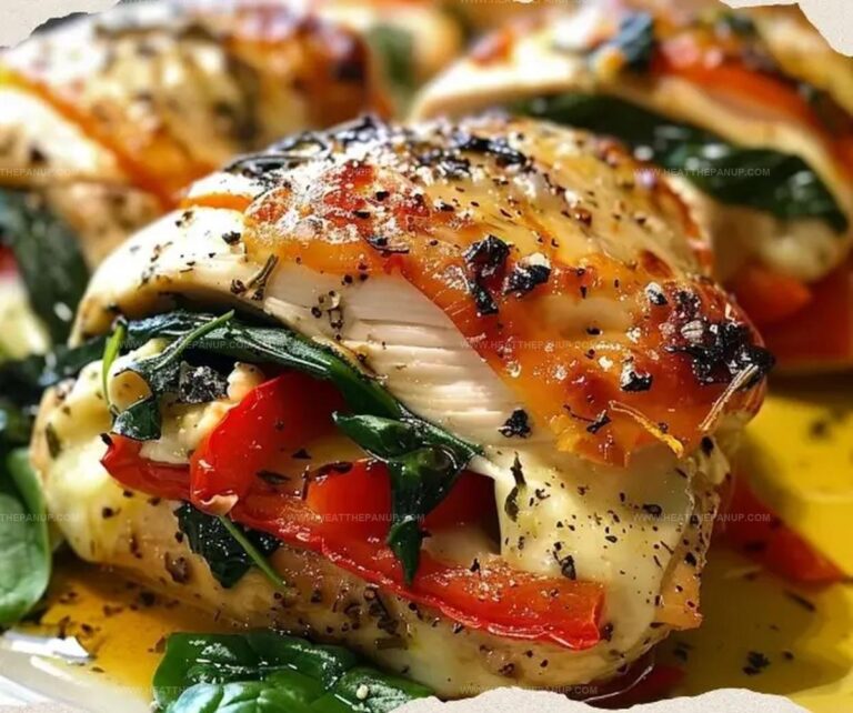 Roasted Red Pepper, Spinach, And Mozzarella Stuffed Chicken Recipe