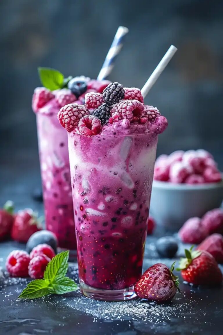 Red, White, and Blue Berry Coconut Slushies Recipe