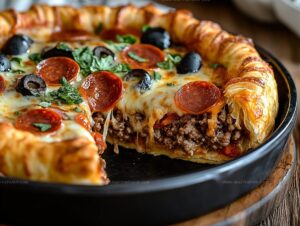 Pizza Burger Pie With Beef Pepperoni Recipe
