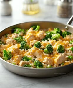 One Pan Cheesy Chicken Broccoli And Rice Recipe