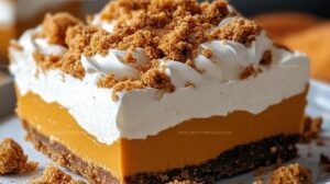 Creamy Layered Pumpkin Dessert With A Ginger Snap Crust Recipe