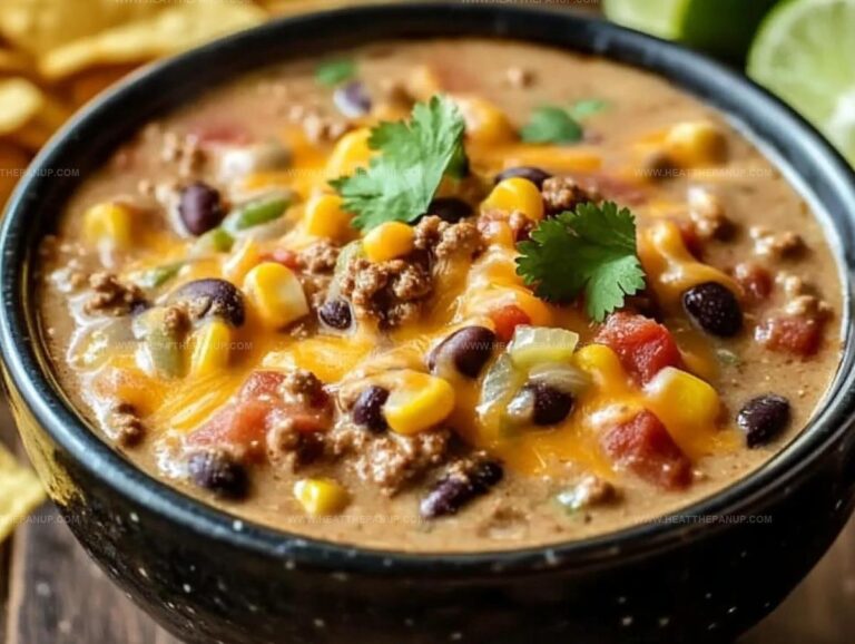 Cheesy Ground Beef Enchilada Chili Recipe