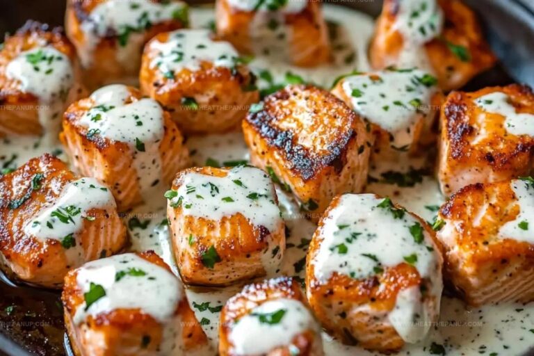 Air Fryer Salmon Bites With Garlic Cream Sauce Recipe