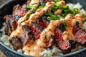 Korean Bbq Steak Rice Bowls With Spicy Cream Sauce Recipe