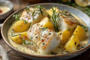 Cod & Potatoes In Rosemary Cream Sauce Recipe