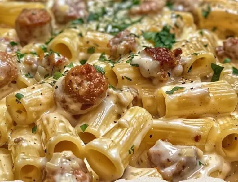 Garlic Sausage Alfredo Rigatoni Recipe