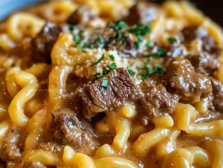 Slow Cooker Creamy Garlic Beef Pasta Recipe
