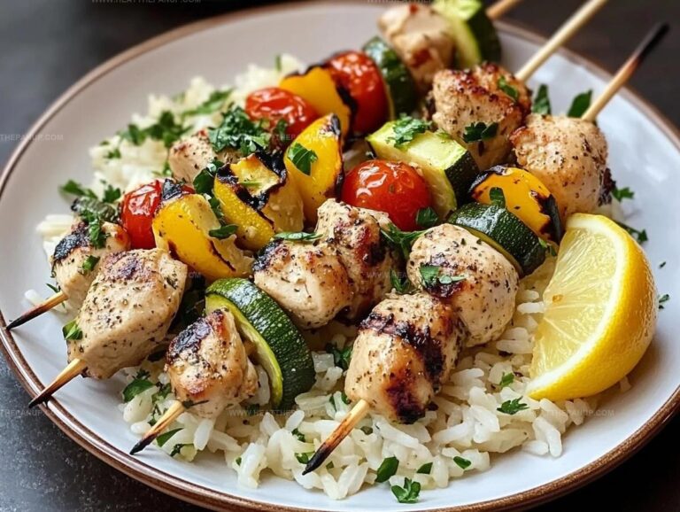 Easy Greek Chicken Souvlaki With Lemon Rice Recipe