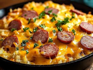 Cheesy Kielbasa Hashbrown Casserole Recipe
