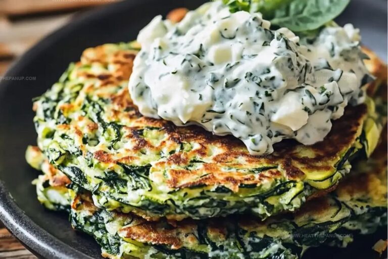 Zucchini, Feta, And Spinach Fritters With Garlic Tzatziki Recipe