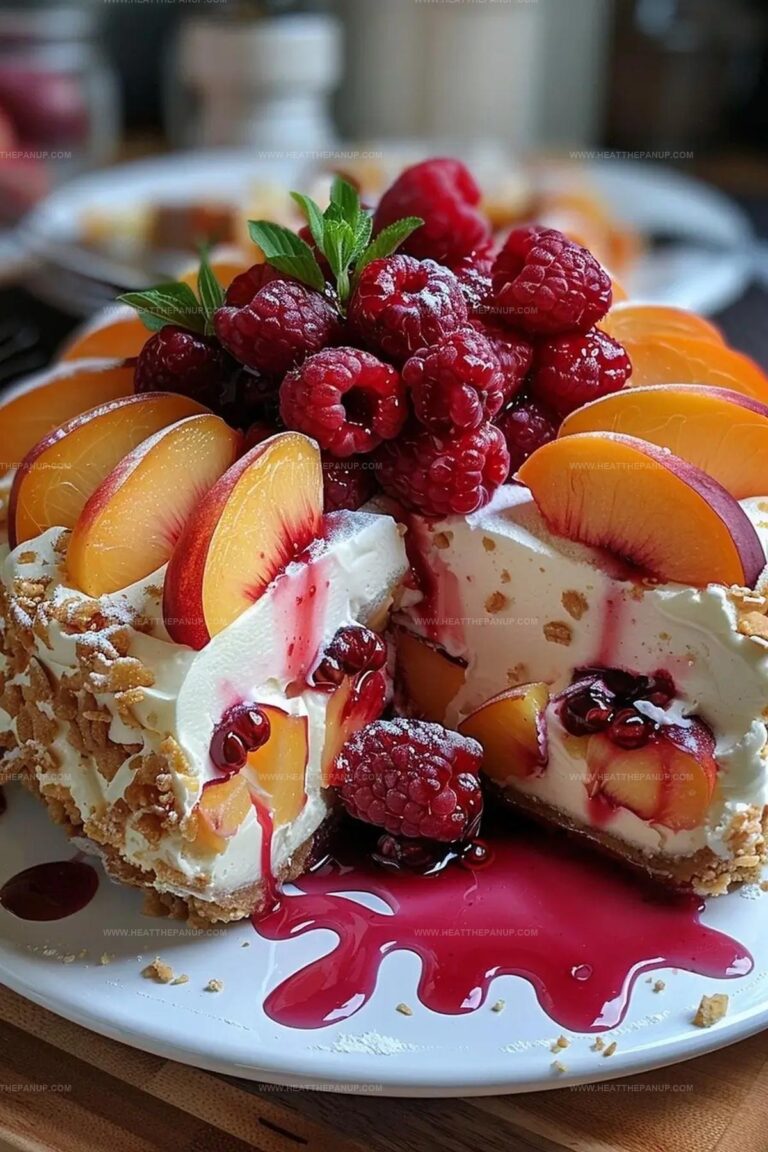 Summer Bliss Peach And Raspberry Cheesecake Delight Recipe