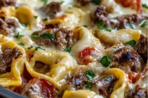 Amazing Philly Cheesesteak Tortellini Bake Recipe