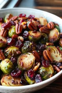Roasted Brussels Sprouts With Toasted Pecans And Dried Cranberries Recipe