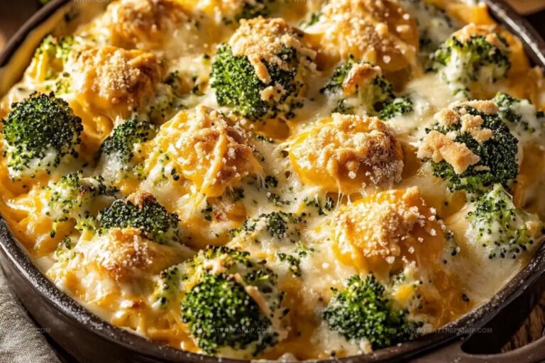 Creamy Broccoli Cheddar Casserole With Garlic Butter Pretzels Recipe