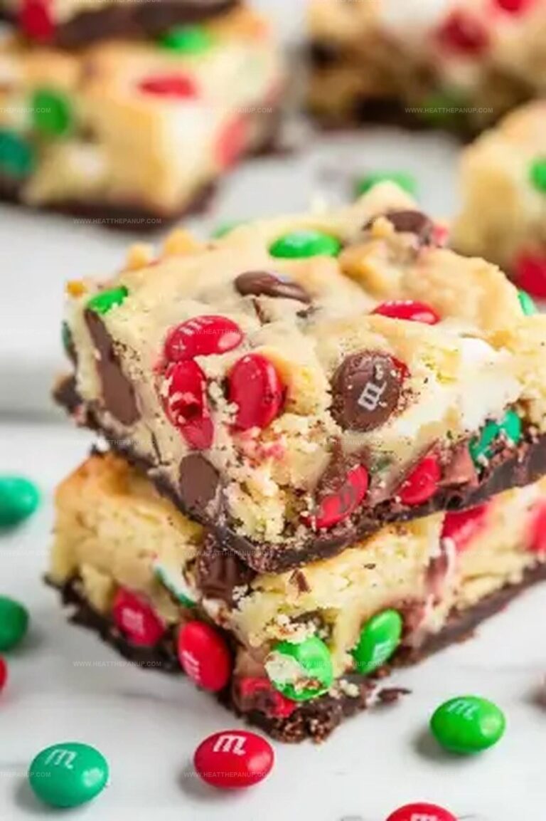 Christmas M&M Cookie Cheesecake Bars Recipe