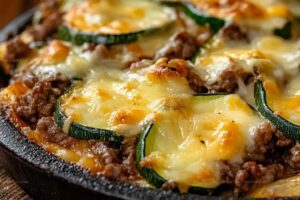 Cheesy Beef & Zucchini Casserole Recipe