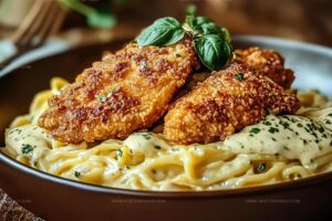 Crispy Chicken With Creamy Pasta Recipe