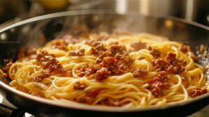 15-Minute Mongolian Ground Beef Noodles Recipe