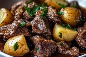 Delicious Slow Cooker Garlic Butter Beef & Potatoes Recipe