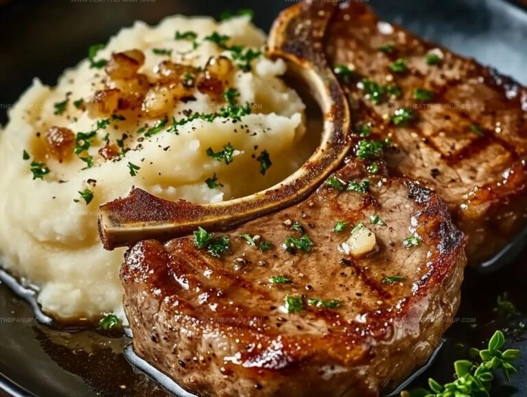 Buttery Garlic Beef Chops With Smooth Mashed Potatoes Recipe