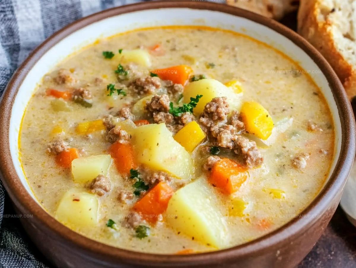 Cheesy Hamburger Potato Soup Recipe