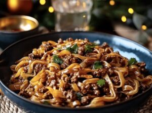 Infernal Mongolian Ground Beef Noodles Recipe