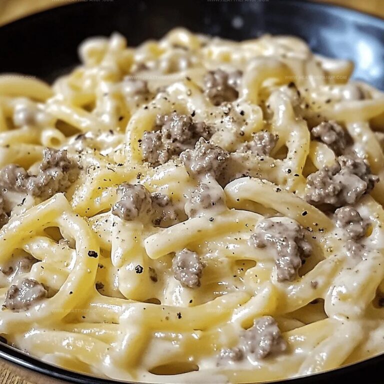 Creamy Ground Beef Alfredo Pasta Recipe