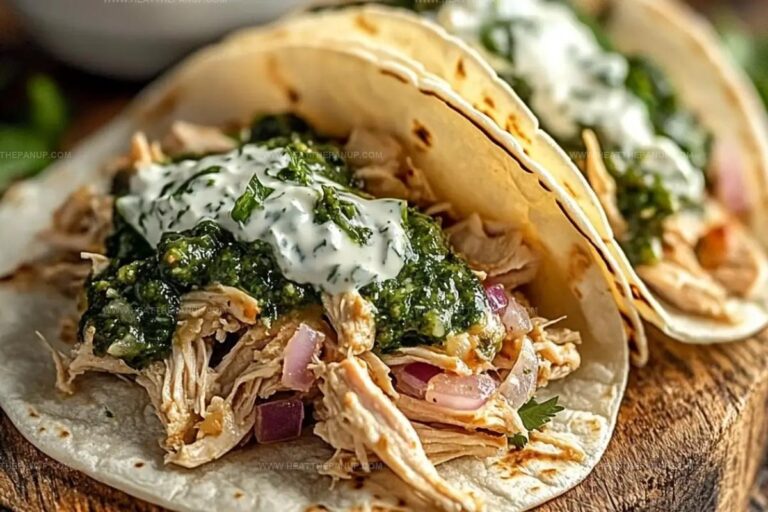 Shredded Chicken Tacos With Creamy Chimichurri Sauce Recipe