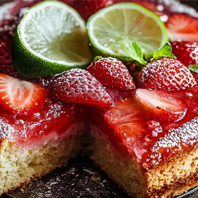 Limeade Cake With Sweet Strawberry Swirl